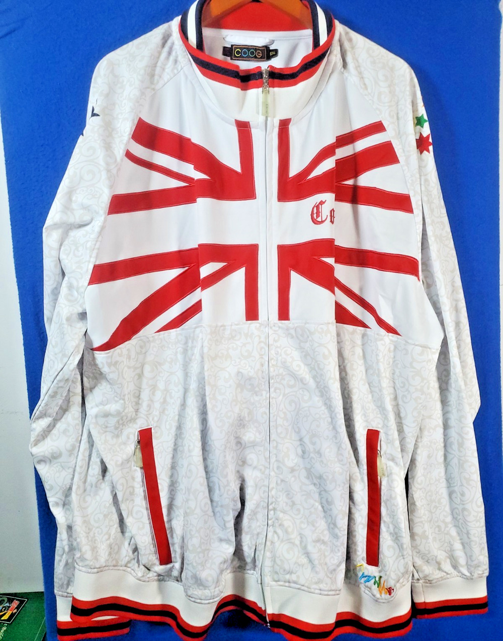 Vintage COOGI Track Jacket Mens Size 5XL White Union Jack British Flag Y2K